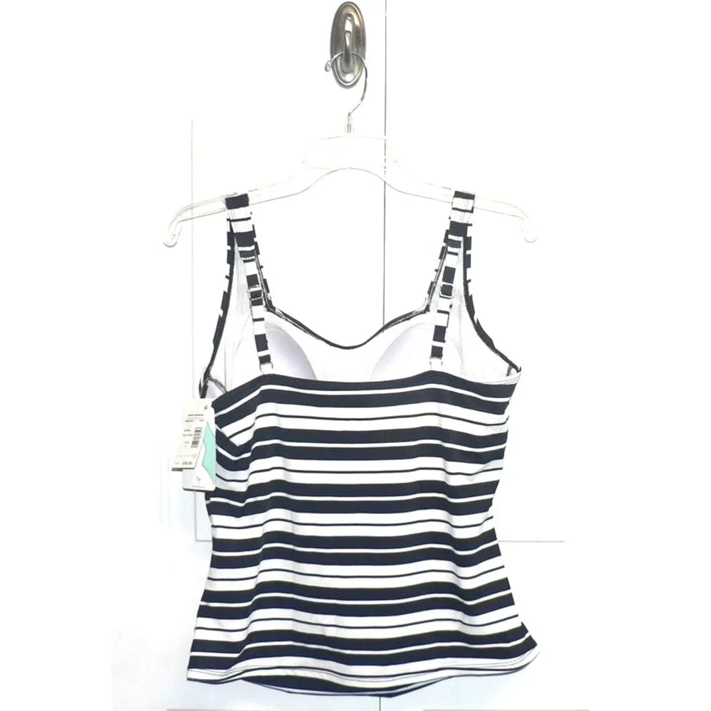 Swim Solutions Women's Striped Square Neck Tankini Top in Black/White Size 18 - Picture 6 of 8